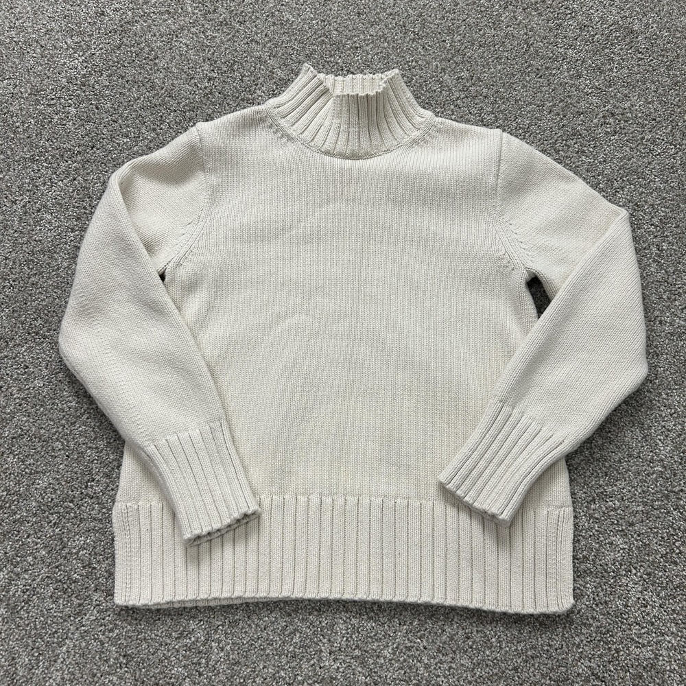 J.CREW Sweater Womens S White Mock Neck Raglan Sleeve Tight-Knit Pullover